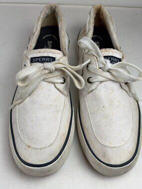 Sperry Top-Sider Crest Vibe Womens Sz 10 Casual Deck Shoes White Canvas Stained